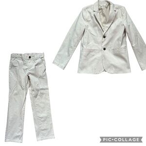 Cat & Jack White Cream Boys Suit Single Breasted Straight Leg Pants Size 10